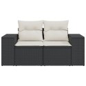 VidaXL Sofa ogrodowa z poduszkami, 2-osobowa, czarna, polirattan