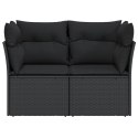 VidaXL Sofa ogrodowa z poduszkami, 2-osobowa, czarna, polirattan