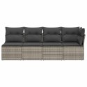 VidaXL Sofa ogrodowa z poduszkami, 4-osobowa, szara, polirattan