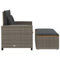 VidaXL Sofa ogrodowa z poduszkami, 2-os., szara, rattan PE i akacja