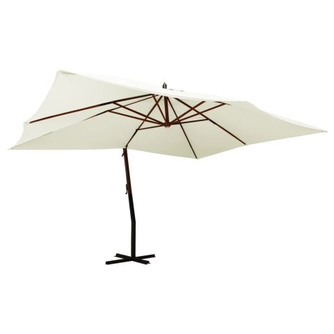 VidaXL Wiszący parasol z drewnianym słupkiem, 400x300 cm, piaskowy