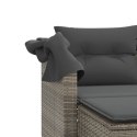 VidaXL 2-os. sofa ogrodowa z daszkiem i podnóżkami, szara, rattan PE