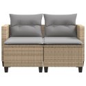 VidaXL Sofa ogrodowa 2-osobowa ze stołkami, beżowa, rattan PE