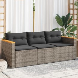 VidaXL 3-osobowa sofa ogrodowa z poduszkami, szara, polirattan