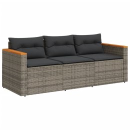 VidaXL 3-osobowa sofa ogrodowa z poduszkami, szara, polirattan