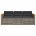 VidaXL 3-osobowa sofa ogrodowa z poduszkami, szara, polirattan