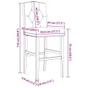 VidaXL Krzesła barowe, 2 szt., lite drewno kauczukowe i tkanina