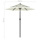 VidaXL 3-poziomowy parasol na aluminiowym słupku, piaskowy, 2 m