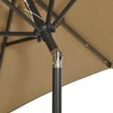 VidaXL Parasol ogrodowy z LED, taupe, 200x211 cm, aluminium