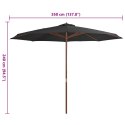 VidaXL Parasol ogrodowy na drewnianym słupku, 350 cm, antracytowy