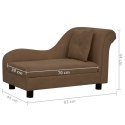 VidaXL Sofa dla psa, z poduszką, brązowa, 83x44x44 cm, pluszowa