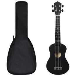 VidaXL Ukulele sopranowe z pokrowcem, dla dzieci, czarne, 23