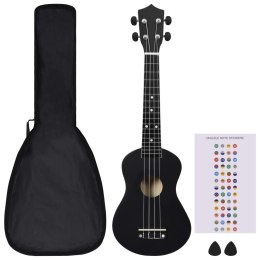 VidaXL Ukulele sopranowe z pokrowcem, dla dzieci, czarne, 23