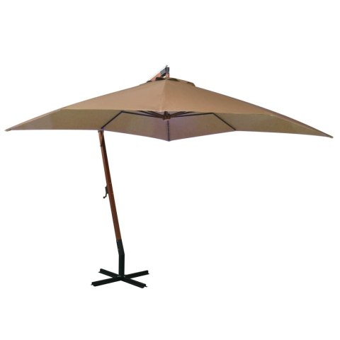 VidaXL Parasol ogrodowy wiszący, na jodłowym słupku, taupe, 3x3 m