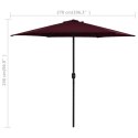 VidaXL Parasol ogrodowy na aluminiowym słupku, 270x246 cm, bordowy