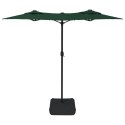 VidaXL Podwójny parasol ogrodowy z LED, zielony, 316x240 cm