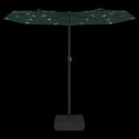 VidaXL Podwójny parasol ogrodowy z LED, zielony, 316x240 cm