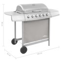 VidaXL Grill gazowy z 6 palnikami, srebrny