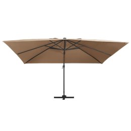 VidaXL Parasol wiszący z LED i aluminiowym słupkiem, 400x300 cm, taupe