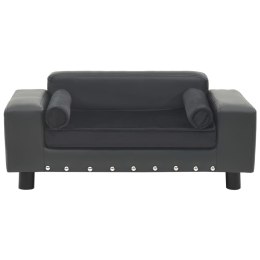 VidaXL Sofa dla psa, ciemnoszara, 81x43x31 cm, plusz i sztuczna skóra