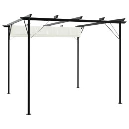 VidaXL Pergola ze zwijanym dachem, śmietankowa, 3x3 m, stalowa