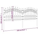 VidaXL Ogrodzenie z grotami, czarne, 115 cm, malowana proszkowo stal