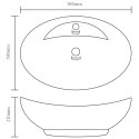 VidaXL Owalna umywalka z przelewem, matowa biel, 58,5x39 cm, ceramika