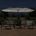 VidaXL Podwójny parasol ogrodowy z LED, piaskowy, 449x245 cm