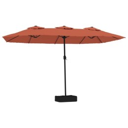 VidaXL Podwójny parasol ogrodowy z LED, terakotowy, 449x245 cm