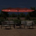 VidaXL Podwójny parasol ogrodowy z LED, terakotowy, 449x245 cm