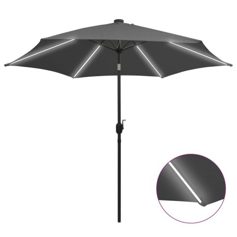 VidaXL Parasol ogrodowy z LED i aluminiowym słupkiem, 300 cm, antracyt