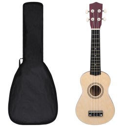 VidaXL Ukulele sopranowe z pokrowcem, dla dzieci, naturalne, 21