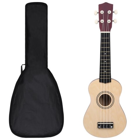 VidaXL Ukulele sopranowe z pokrowcem, dla dzieci, naturalne, 21"