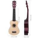 VidaXL Ukulele sopranowe z pokrowcem, dla dzieci, naturalne, 21"