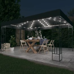 VidaXL Altana ze sznurem lampek LED, 3x4 m, antracytowa tkanina