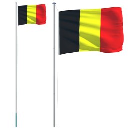 VidaXL Flaga Belgii z masztem, 6,23 m, aluminium