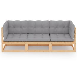 VidaXL 3-osobowa sofa ogrodowa z poduszkami, lite drewno sosnowe