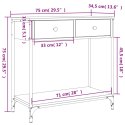 VidaXL Stolik konsolowy, czarny, 75x34,5x75 cm