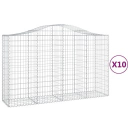 VidaXL Kosze gabionowe, 10 szt, 200x50x120/140cm, galwanizowane żelazo