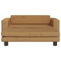 VidaXL Sofa dziecięca z podnóżkiem, brązowa, 100x50x30 cm, aksamit