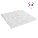 VidaXL Panele ścienne, 12 szt., białe, 50x50 cm, XPS, 3 m², ametyst