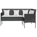 VidaXL Sofa w kształcie litery L z poduszkami, rattan PE, czarna