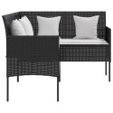 VidaXL Sofa w kształcie litery L z poduszkami, rattan PE, czarna