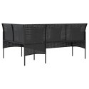 VidaXL Sofa w kształcie litery L z poduszkami, rattan PE, czarna