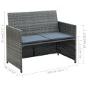 VidaXL 2-osobowa sofa ogrodowa z poduszkami, polirattan, szara