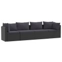 VidaXL 4-częściowa sofa ogrodowa, poduszki, rattan PE, czarna