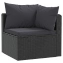 VidaXL 4-częściowa sofa ogrodowa, poduszki, rattan PE, czarna