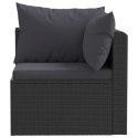 VidaXL 4-częściowa sofa ogrodowa, poduszki, rattan PE, czarna