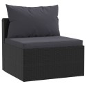 VidaXL 4-częściowa sofa ogrodowa, poduszki, rattan PE, czarna