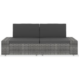 VidaXL Sofa modułowa 2-osobowa, rattan PE, szara